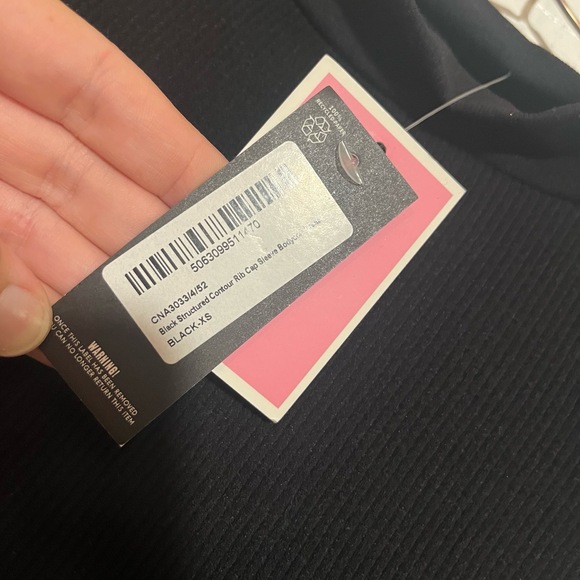 PRETTYLITTLETHING Womens XS Black Bodycon Ribbed Mock Neck Dress Short SleeveNWT - Picture 6 of 7